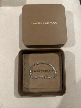 David Yurman Silver Box Chain Bracelet with Lobster Clasp